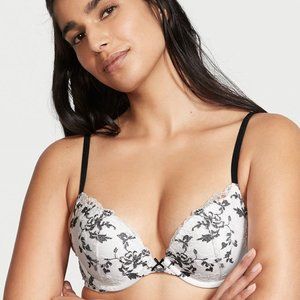 Victoria's Secret Dream Angels Embroidered Push-Up Bra in Black & White Lace